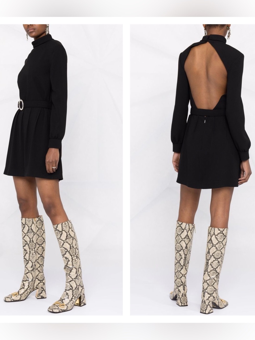 NEW Saint Laurent black open back mini dress